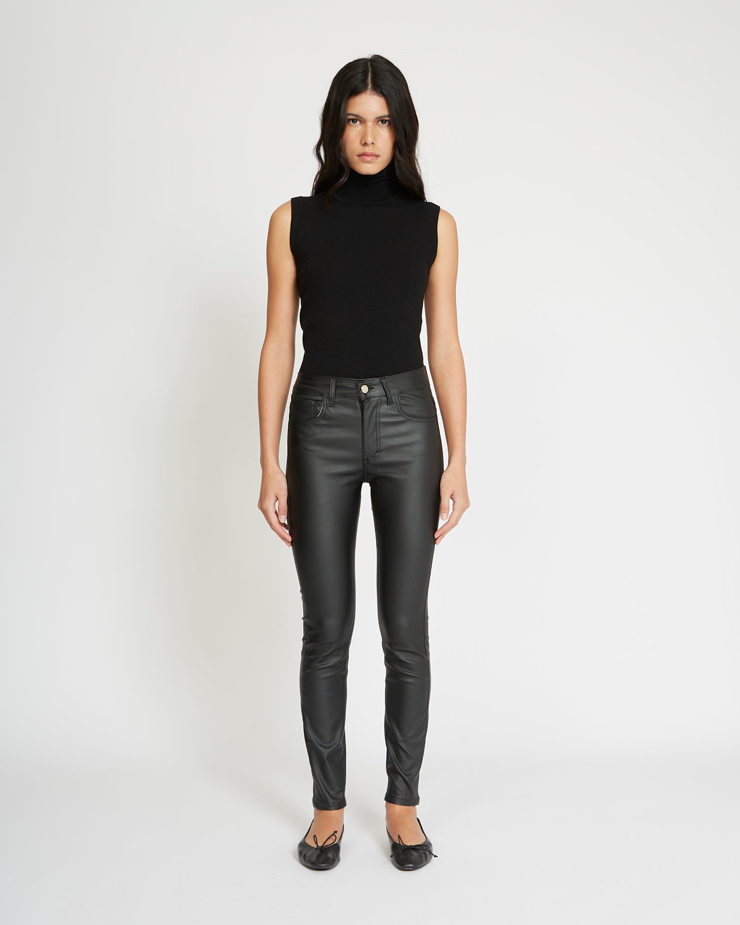 Urban Bliss Black LeatherLook Shaper Skinny Jeans  New Look