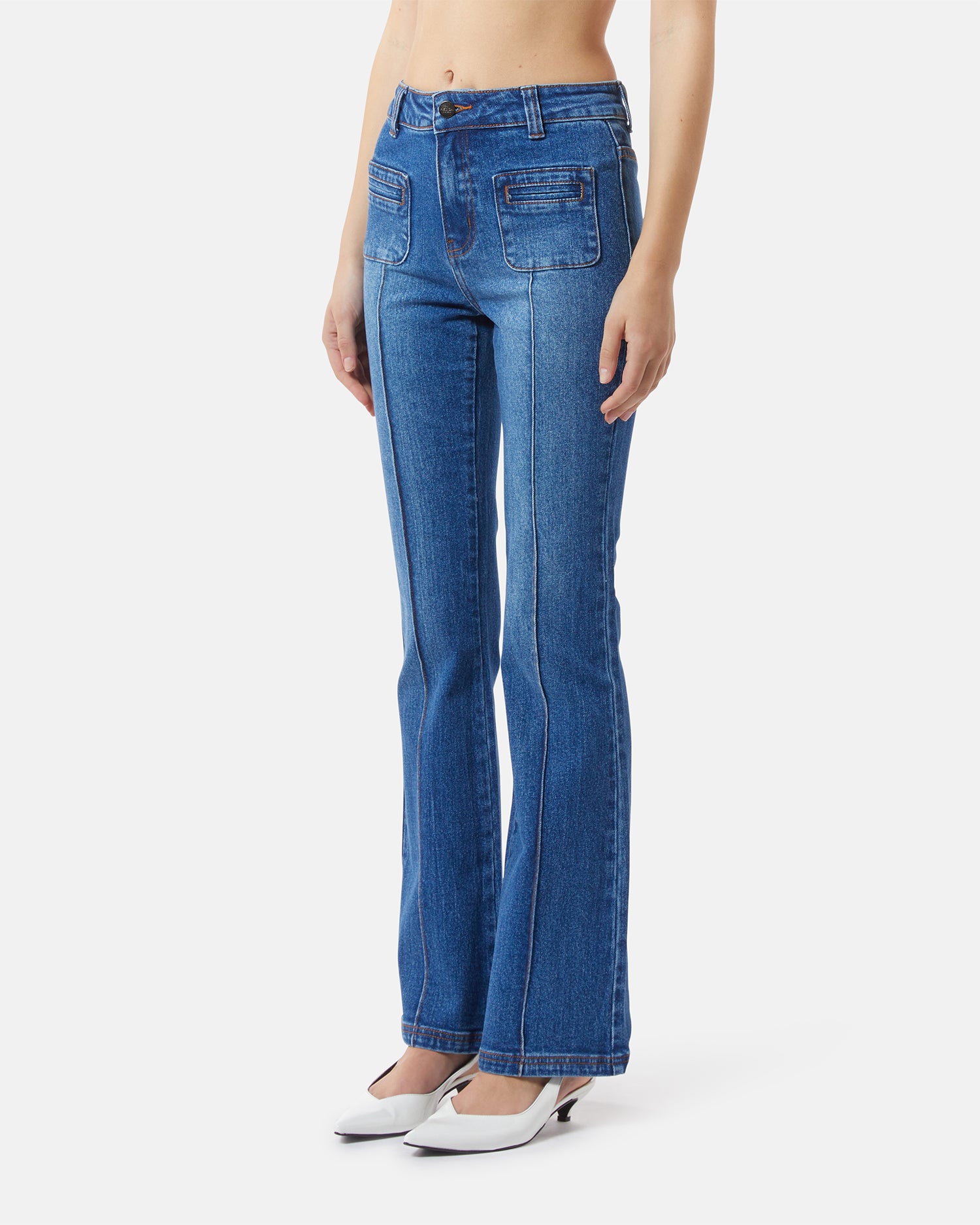 Bootcut jeans with applied pockets